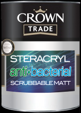Crown Trade  Steracryl Anti Bacterial Scrubbable Matt White 5L